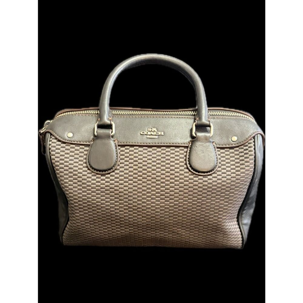 Coach Black Woven Leather Satchel 10 length 7 tall and 5 width